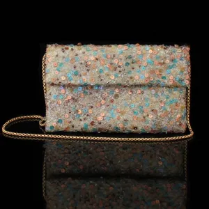 Gold & Aqua Clutch