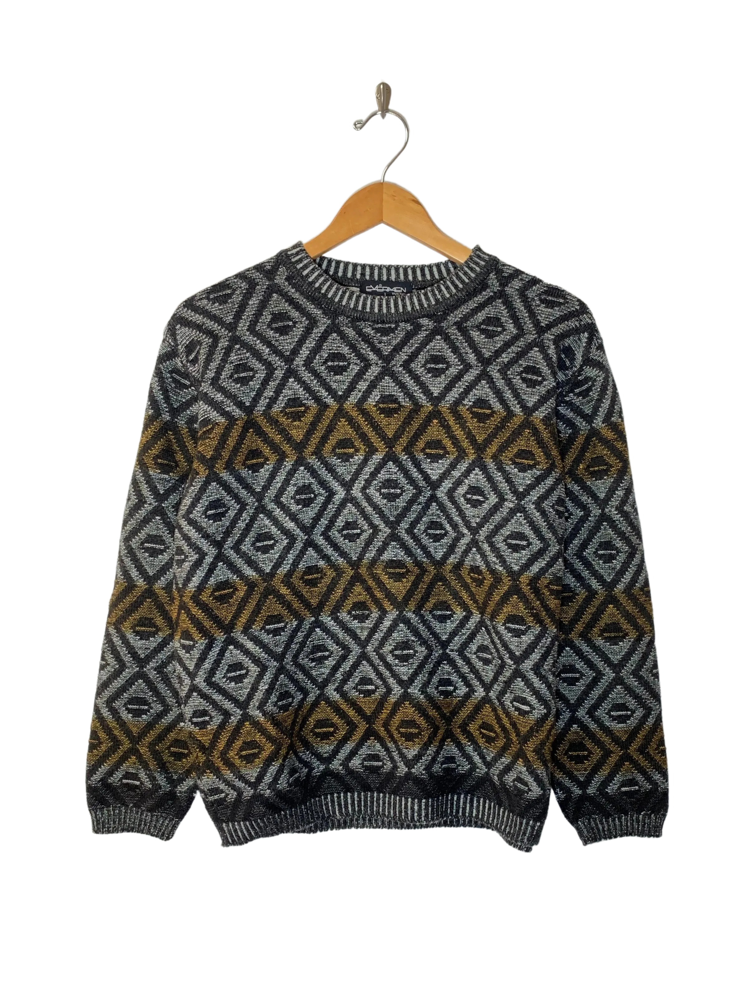 Gold & Grey Stripe Knit Sweater (S/M)
