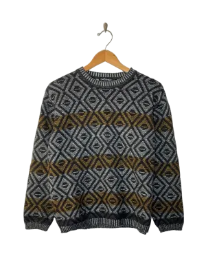 Gold & Grey Stripe Knit Sweater (S/M)