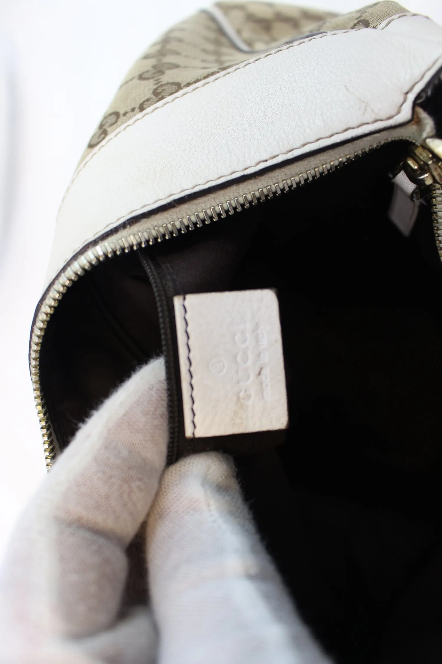 GUCCI Beige/White GG Canvas D Ring Hobo Bag - Sale