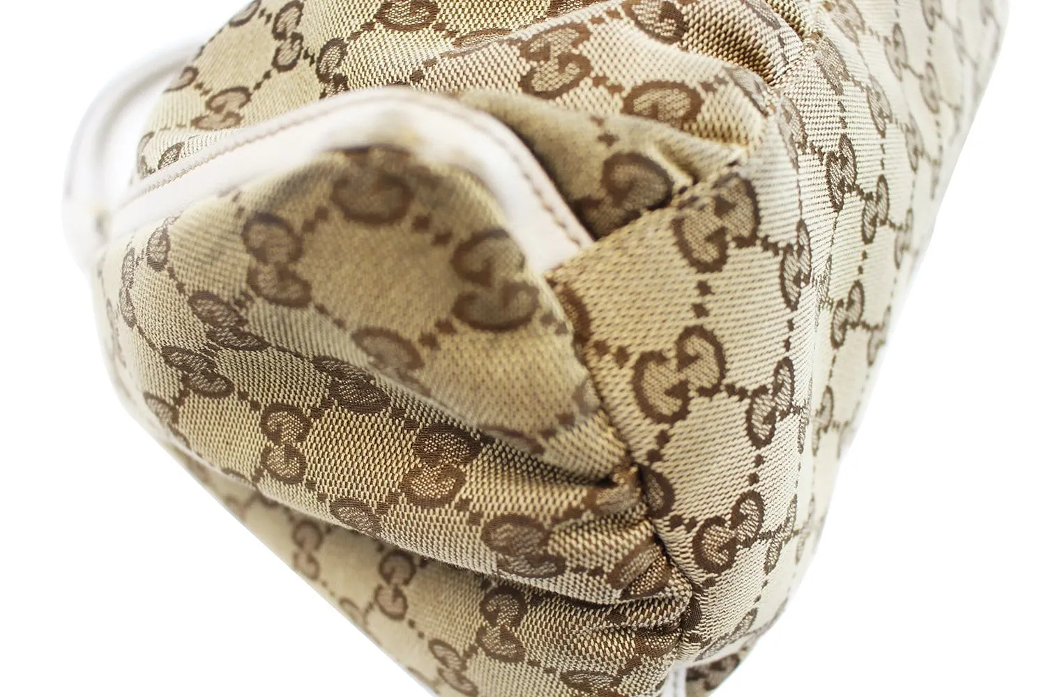 GUCCI Beige/White GG Canvas D Ring Hobo Bag - Sale