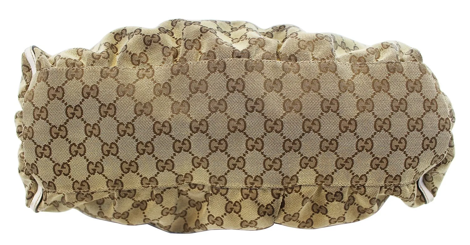 GUCCI Beige/White GG Canvas D Ring Hobo Bag - Sale