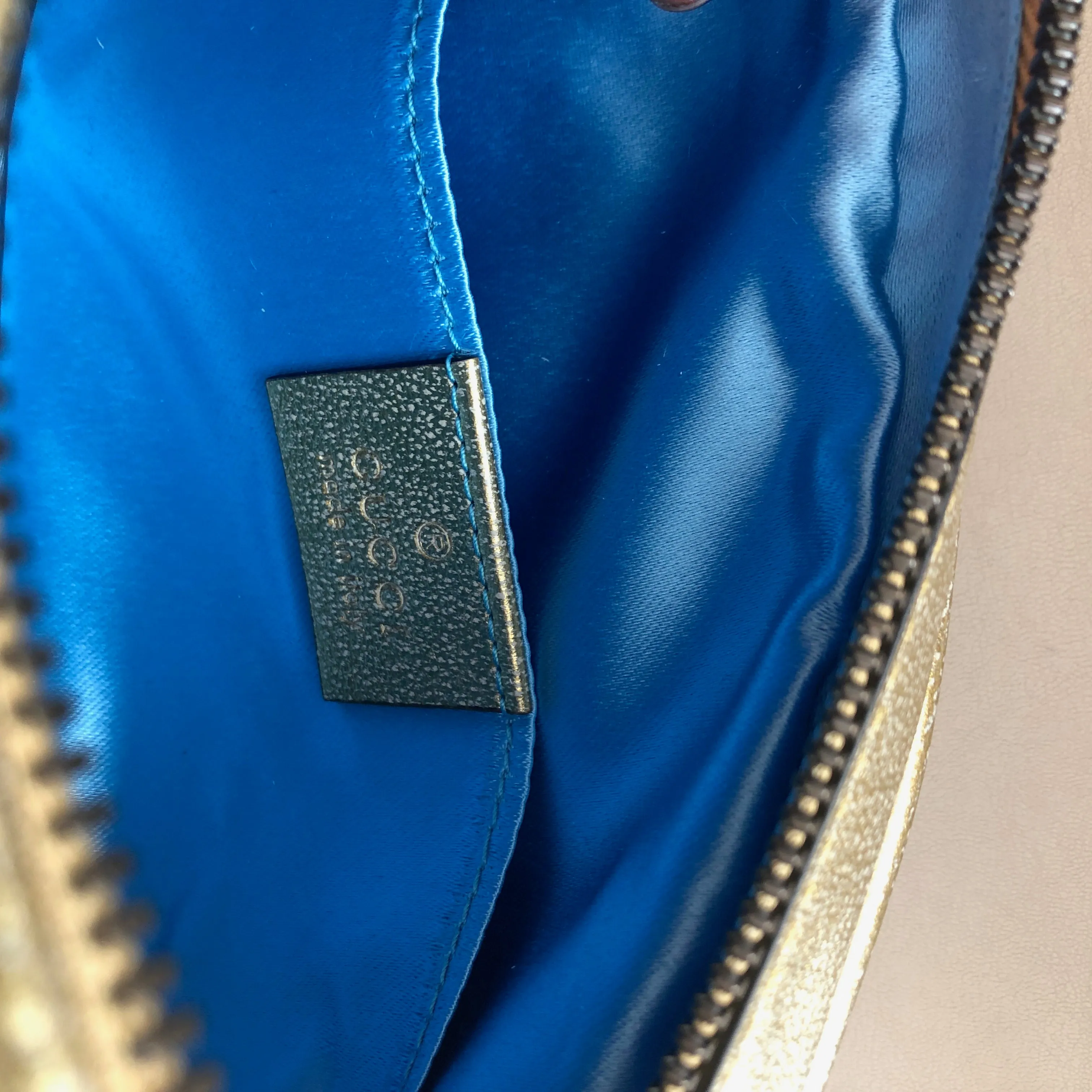 Gucci GG Metallic Matelasse Marmont Belt Bag in Pink and Yellow