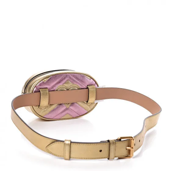Gucci GG Metallic Matelasse Marmont Belt Bag in Pink and Yellow