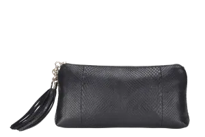 GUCCI SOHO CLUTCH BAG (310293 486628) BLACK PYTHON LIGHT GOLD HARDWARE, WITH DUST COVER