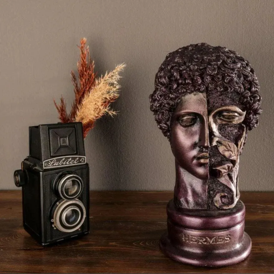 Hand Crafted Bronze Hermes Bust Statue
