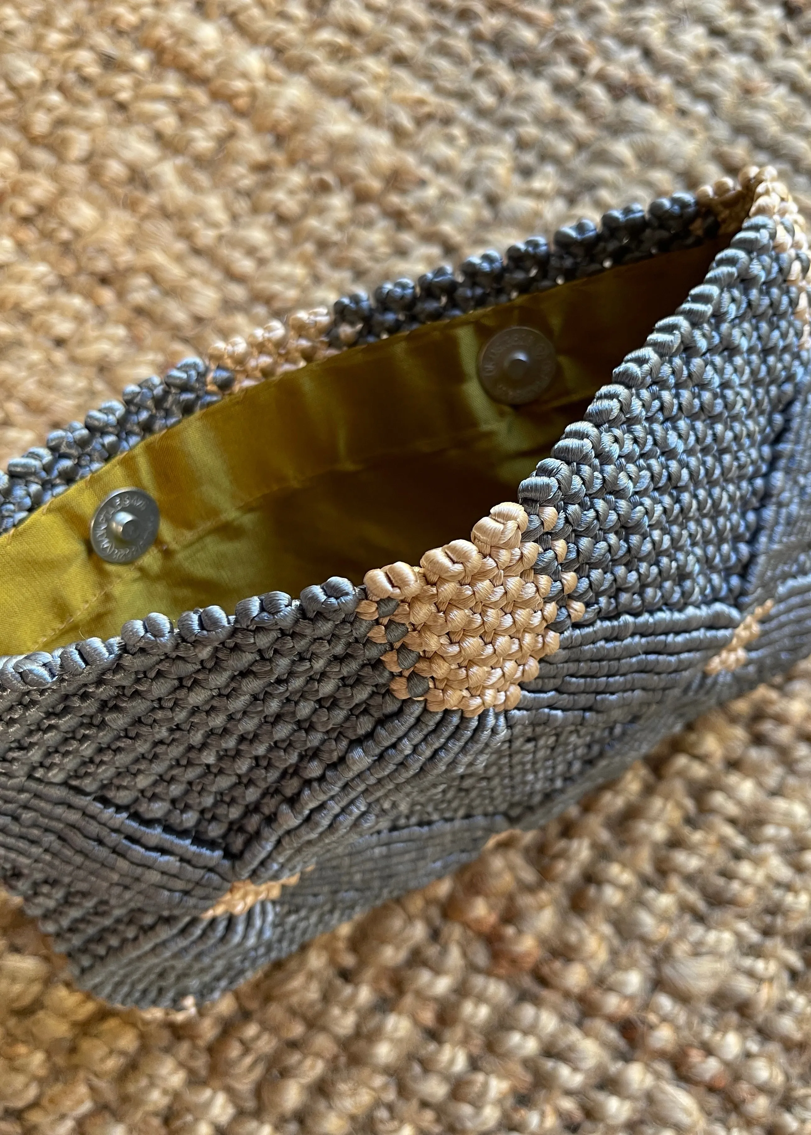 Handmade Macramé Clutch-Navy and Dusty Blue