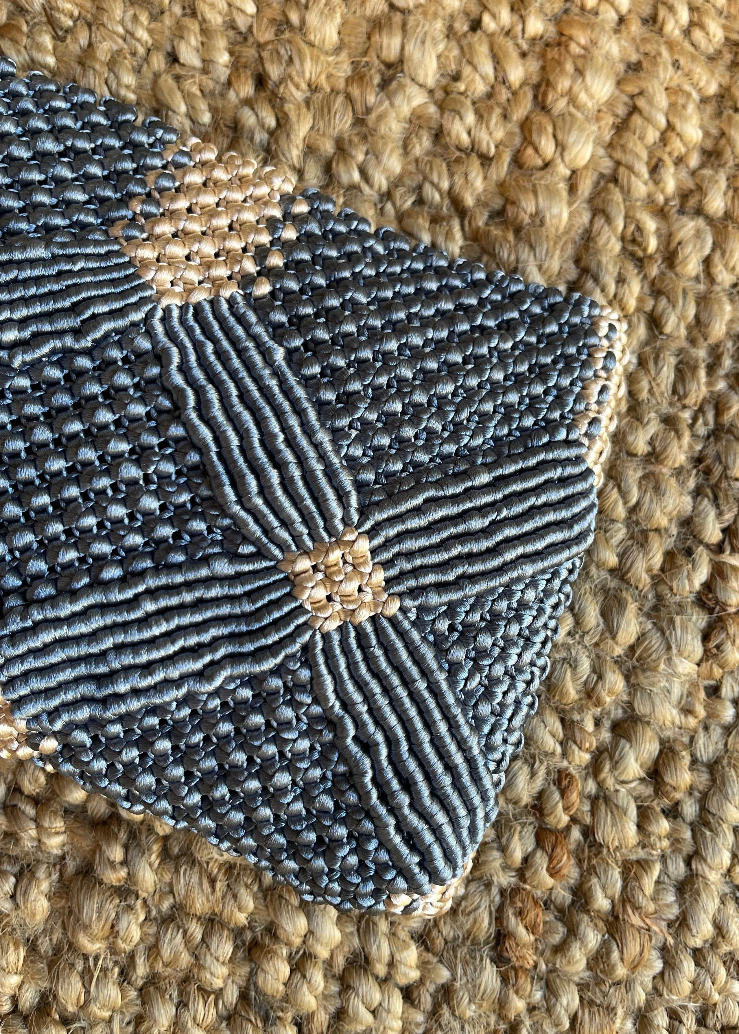 Handmade Macramé Clutch-Navy and Dusty Blue