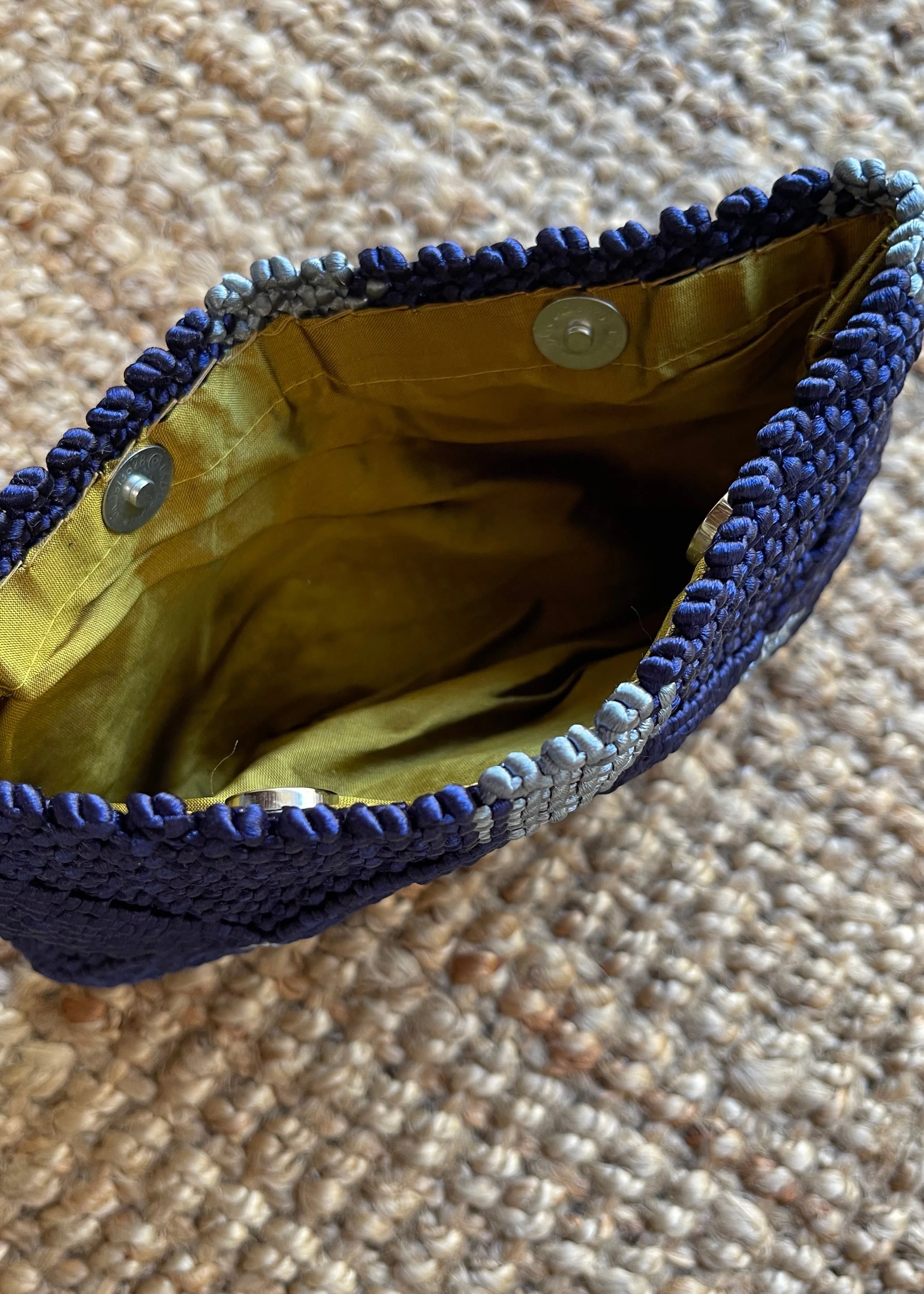 Handmade Macramé Clutch- Navy Blue