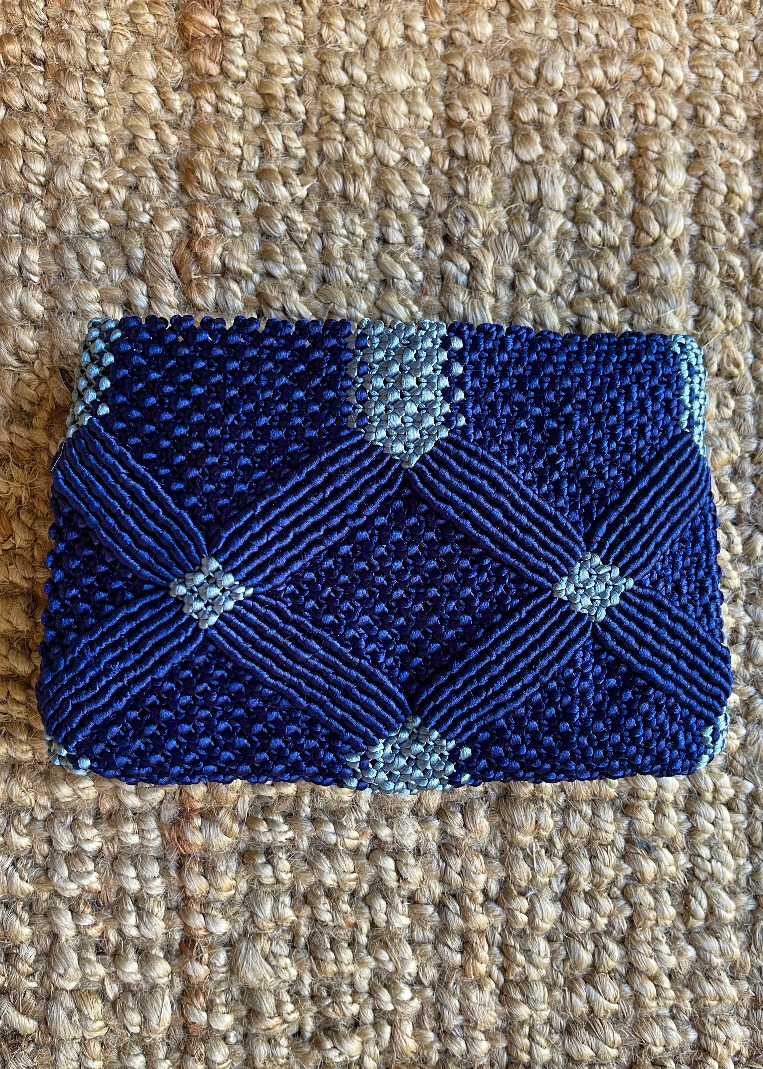 Handmade Macramé Clutch- Navy Blue