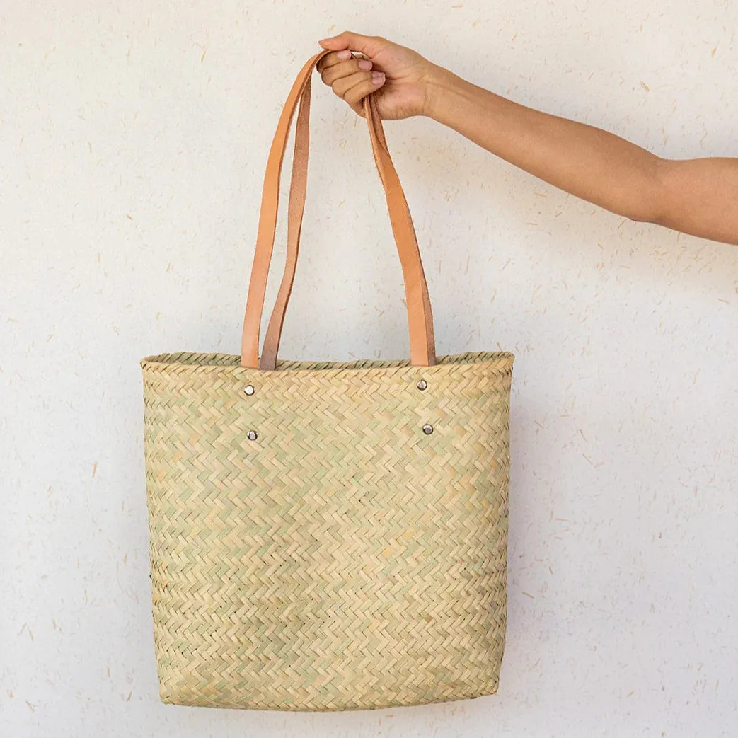 Handwoven palm tote- small