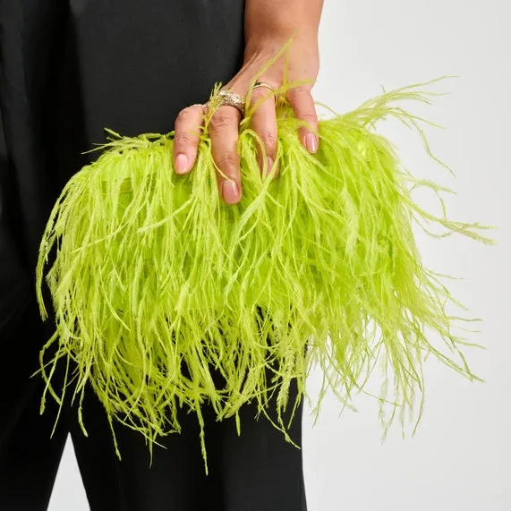 Harlow feather evening bag: Lime
