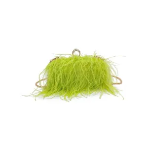 Harlow feather evening bag: Lime