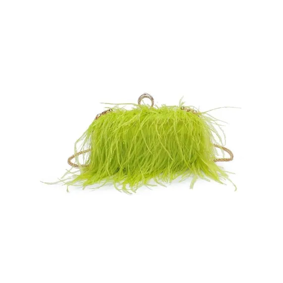 Harlow feather evening bag: Lime