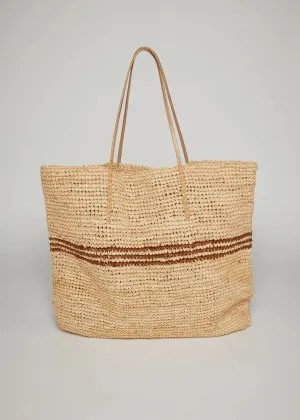Hat Attack - Luxe Stripe Tote - Natural/Tobacco