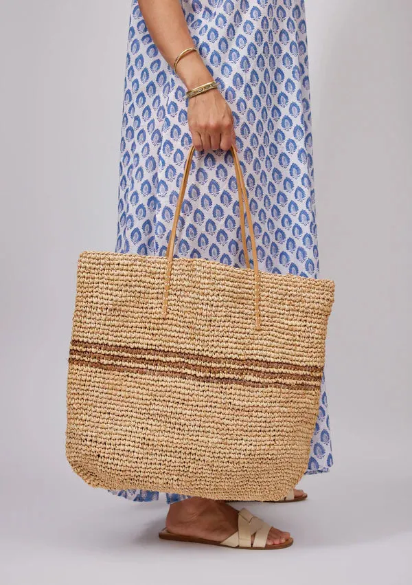 Hat Attack - Luxe Stripe Tote - Natural/Tobacco