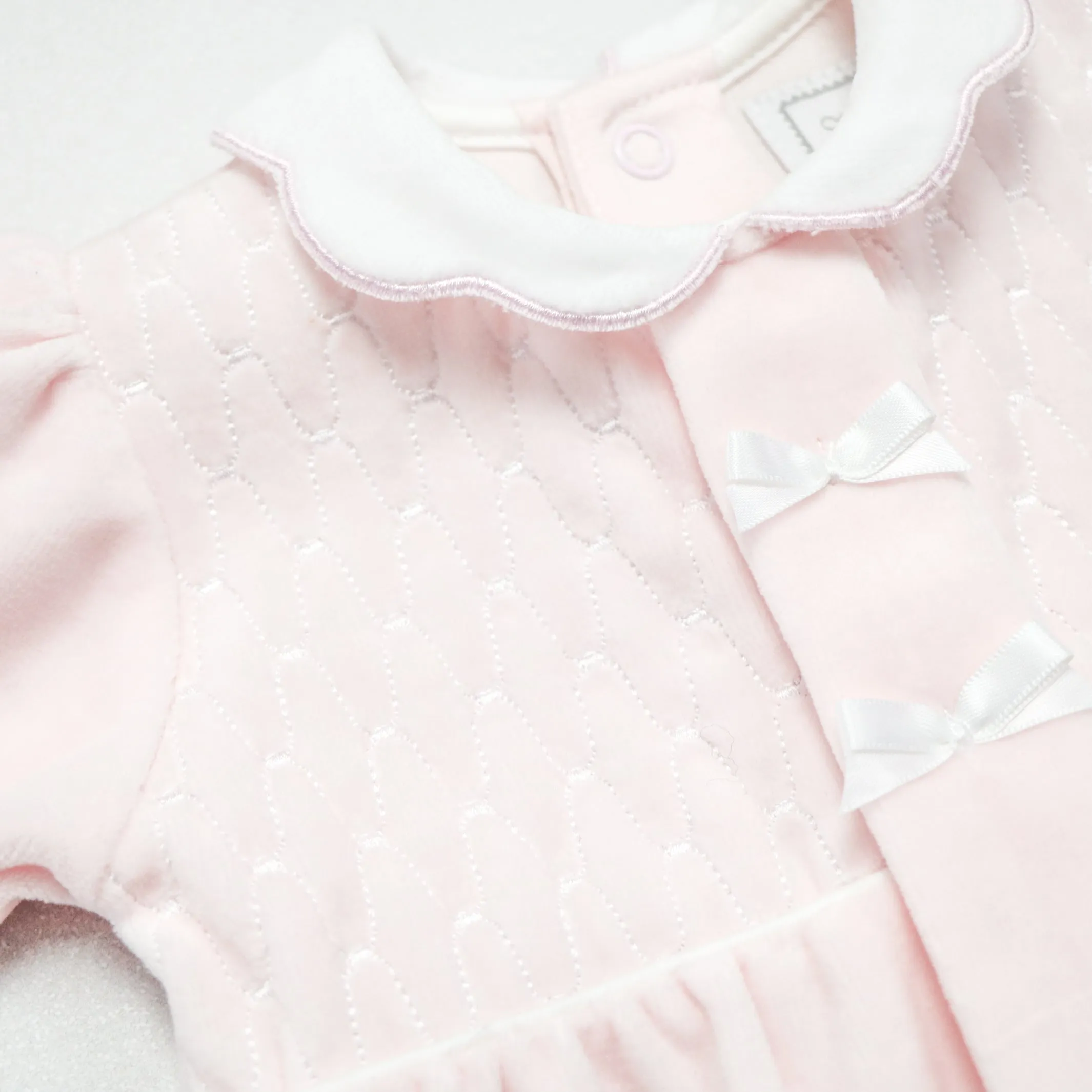 Hattie Velour Girls Pink Babygrow