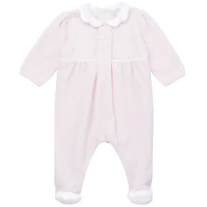 Hattie Velour Girls Pink Babygrow