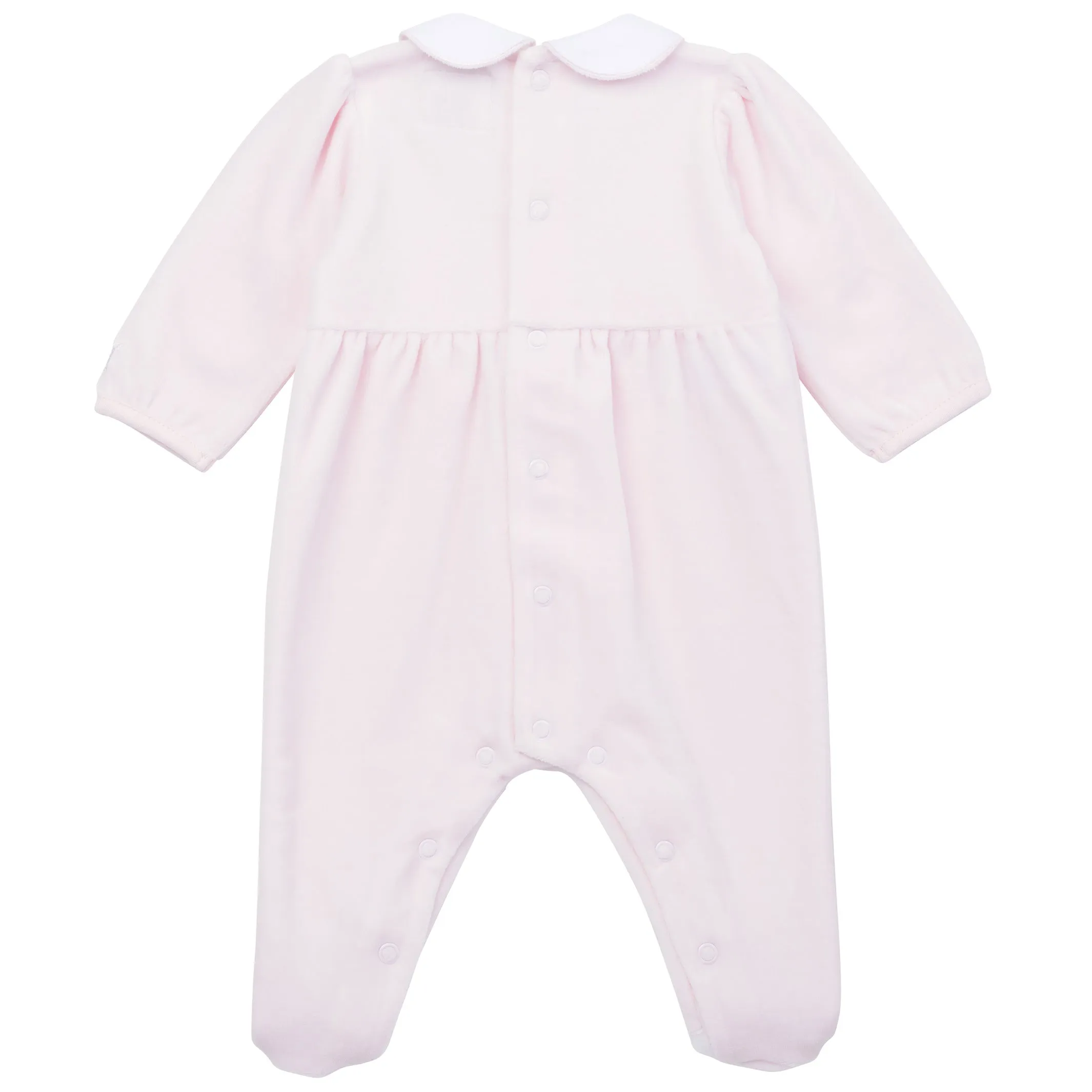 Hattie Velour Girls Pink Babygrow