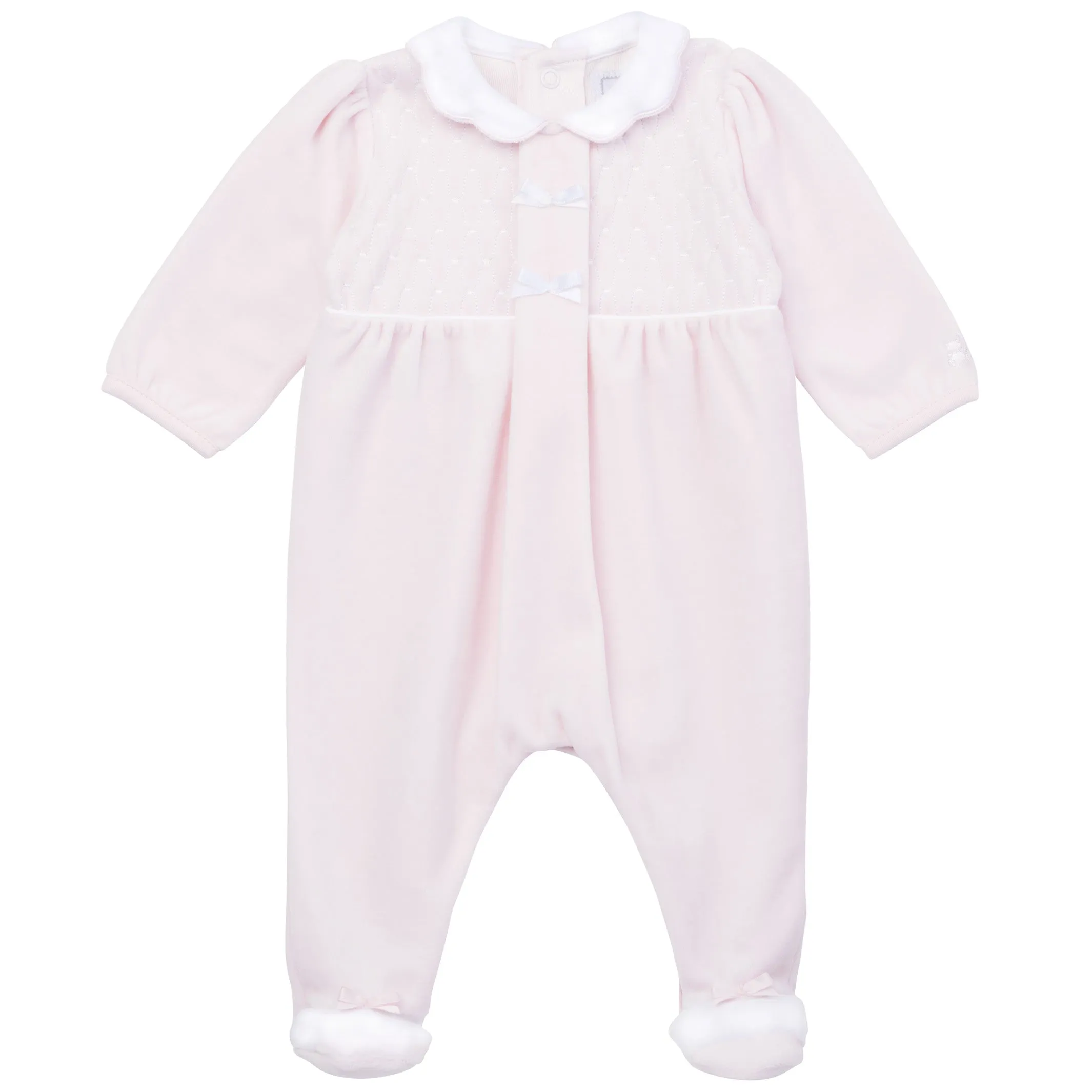 Hattie Velour Girls Pink Babygrow
