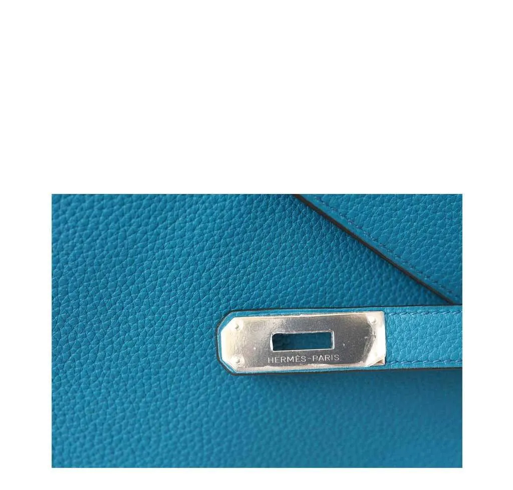Hermès Kelly 32 Mou Blue Izmir Bag PHW