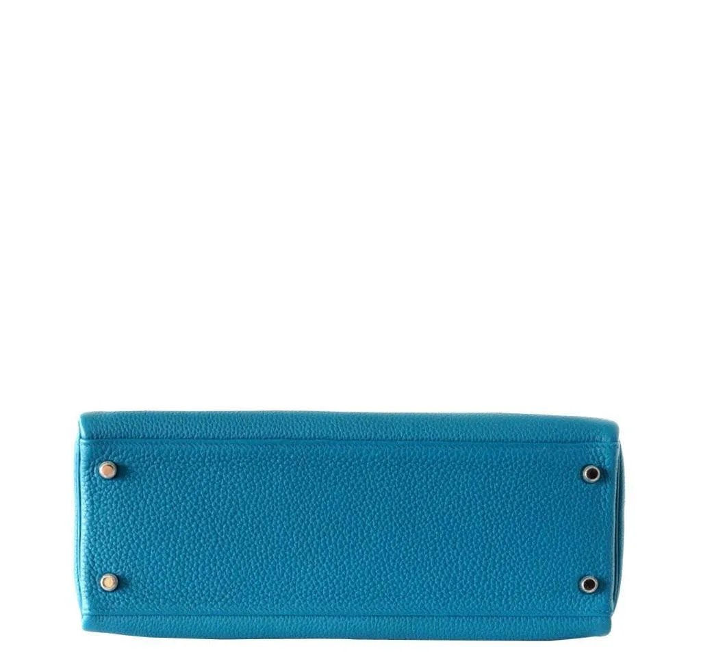 Hermès Kelly 32 Mou Blue Izmir Bag PHW