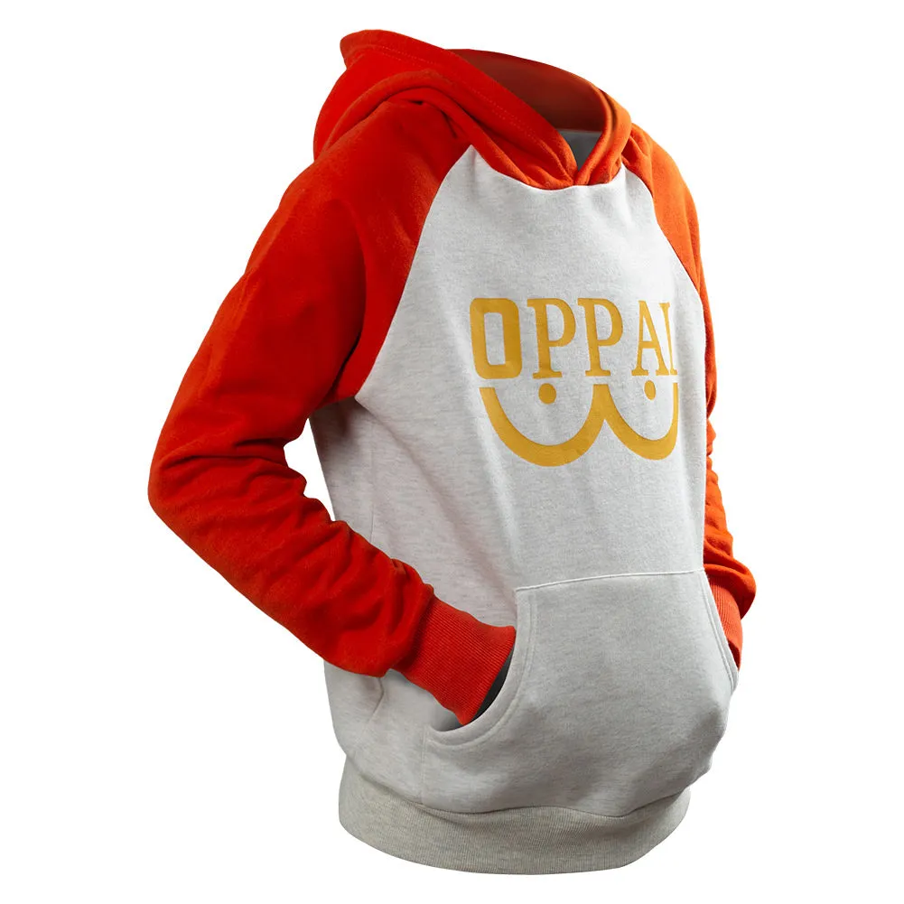 Hero Saitama Oppai Logo Hoodie Jacket Cosplay Costume