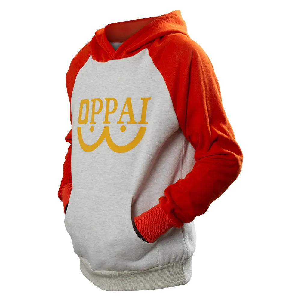 Hero Saitama Oppai Logo Hoodie Jacket Cosplay Costume