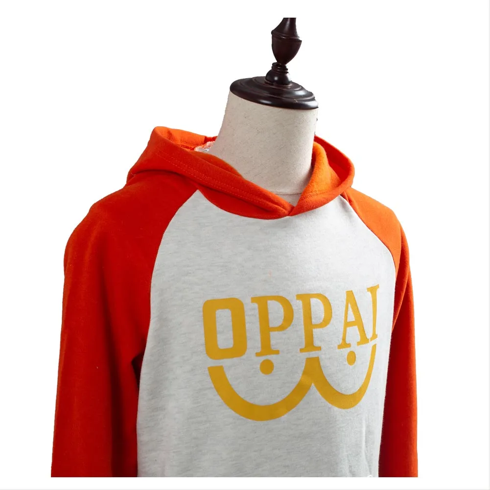 Hero Saitama Oppai Logo Hoodie Jacket Cosplay Costume