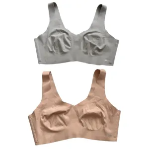 Honeylove V Neck Bra Pull On Casual Bralette Lot of 2 Nude and Grey Size Medium