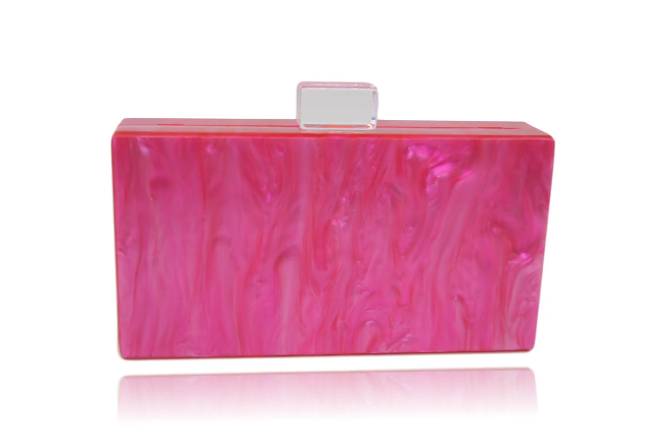 Hot Pink Pearl Acrylic Box Clutch