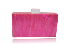 Hot Pink Pearl Acrylic Box Clutch