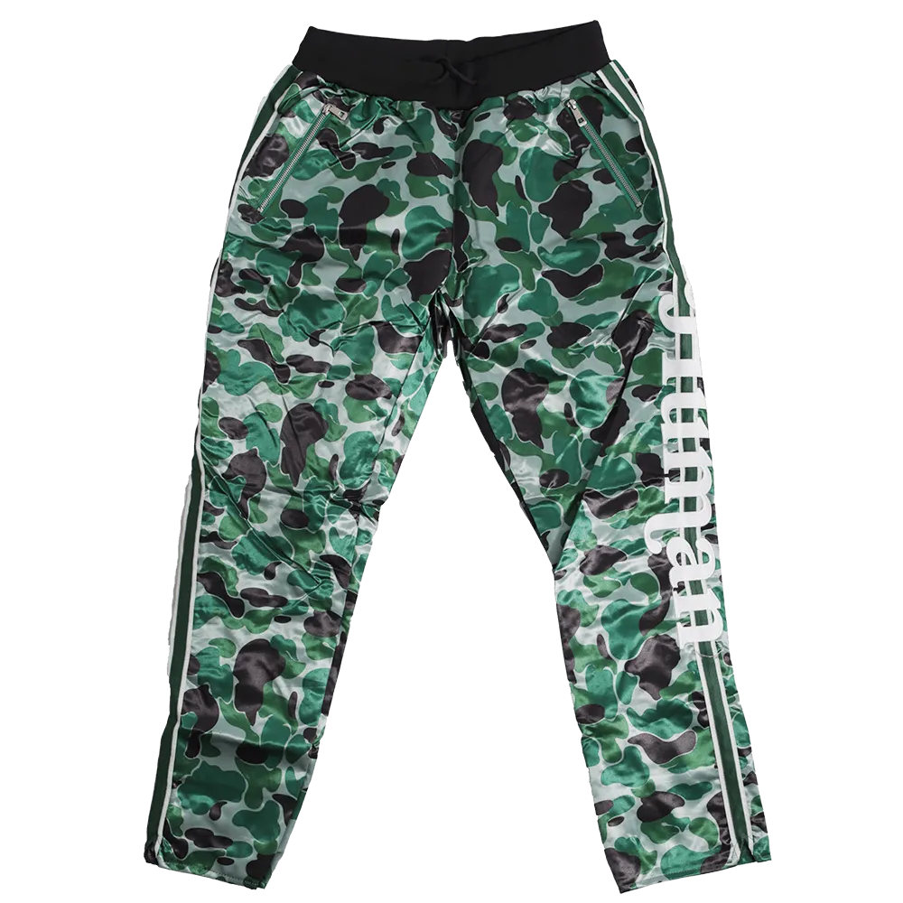 HUMAN SATIN PANTS (GREEN CAMO)