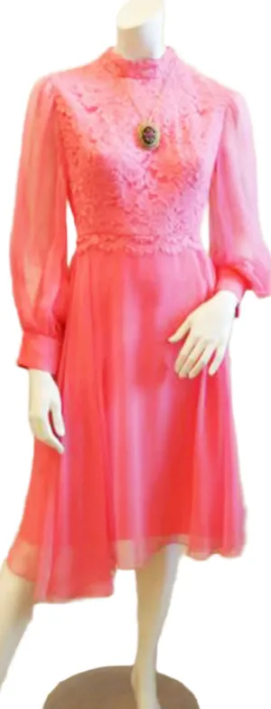 In the Mood for Mod 60s Pink Lace Dress