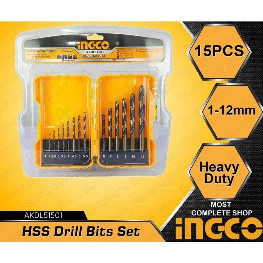 Ingco 15-Piece HSS Drill Bit Set – AKDL51501