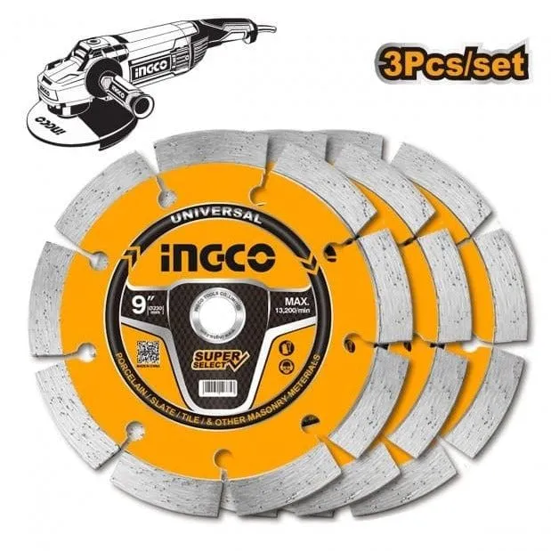 Ingco 3-Pieces 9" Dry Diamond Disc Set – DMD0123023