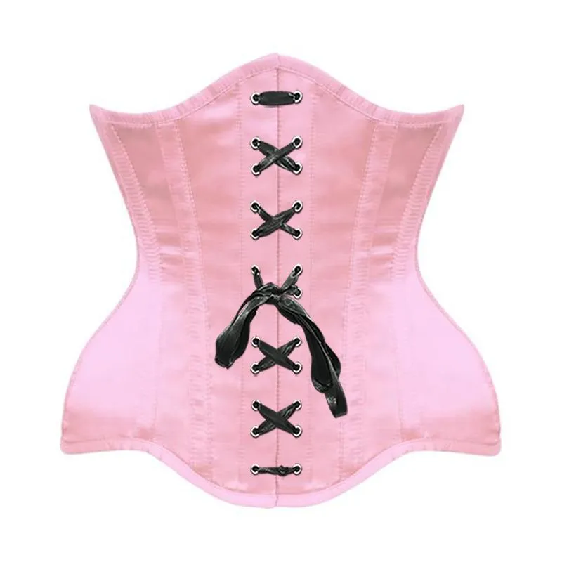 Jenicee Pink Satin Underbust Curvy Corset