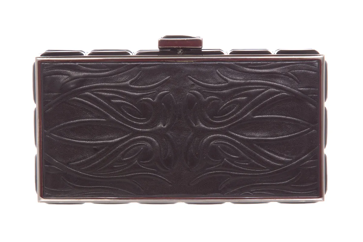 Judith Leiber Vintage Black Leather Embellished Evening Bag