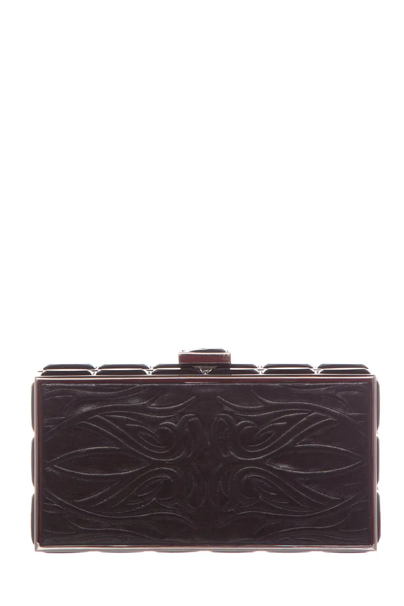 Judith Leiber Vintage Black Leather Embellished Evening Bag