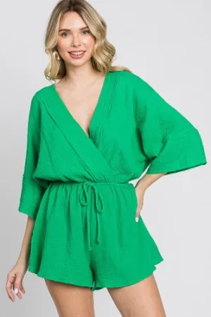 Kelly Green Double Gauze Romper