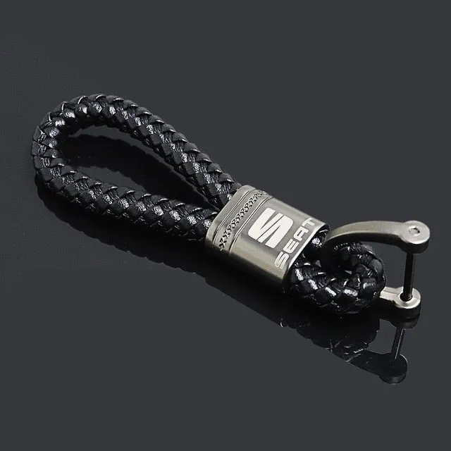 Key Ring High-Grade Hand Woven Leather Key Case