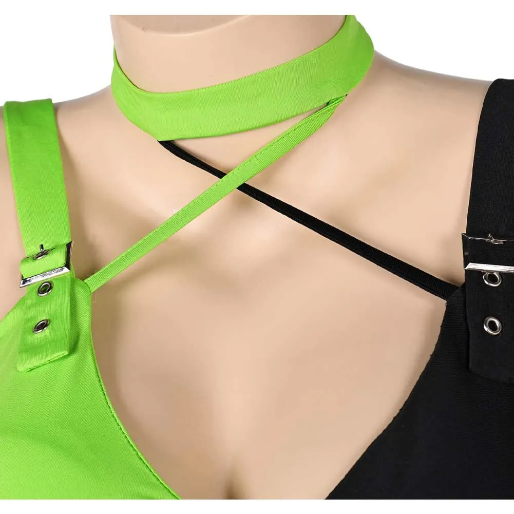 Kim Possible Shego TV One Piece Green Black Sexy Swimsuit Swimwear Cosplay Costume Halloween Carnival Party Suit