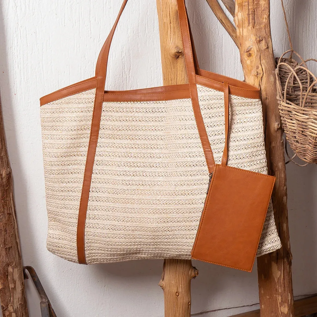 Knitted Tote Bag Brown