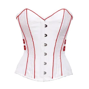 Krieger White Satin Steel Boned Overbust Corset