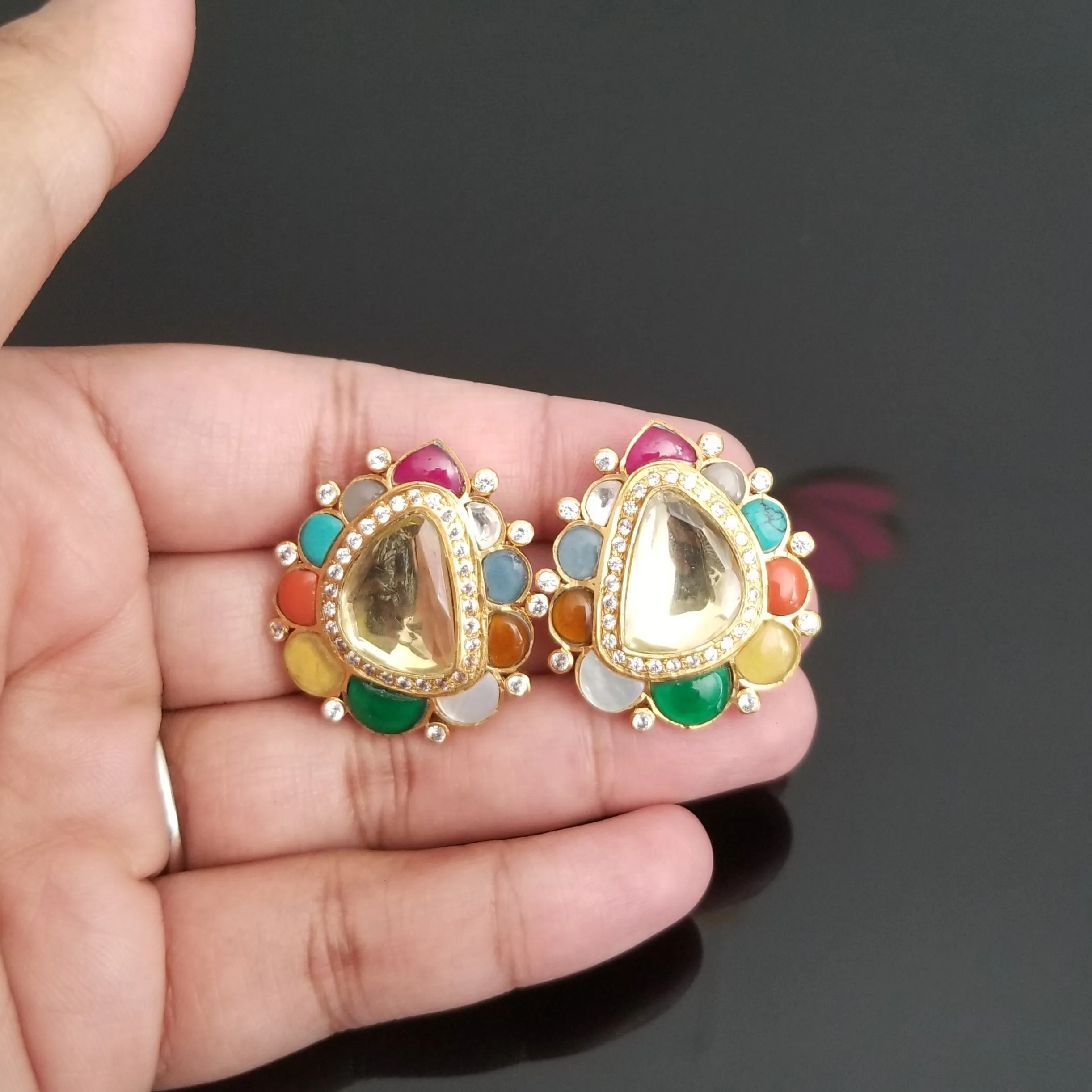 Kundan Premium Navratna Studs BT20