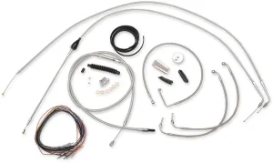 LA Choppers LA-8006KT2A-04 Complete Handlebar Cable/Brake & Clutch Line/Wire Kit - Stainless Braided