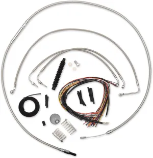LA Choppers LA-8011KT2-16 Complete Handlebar Cable/Brake & Clutch Line/Wire Kit - Stainless Braided