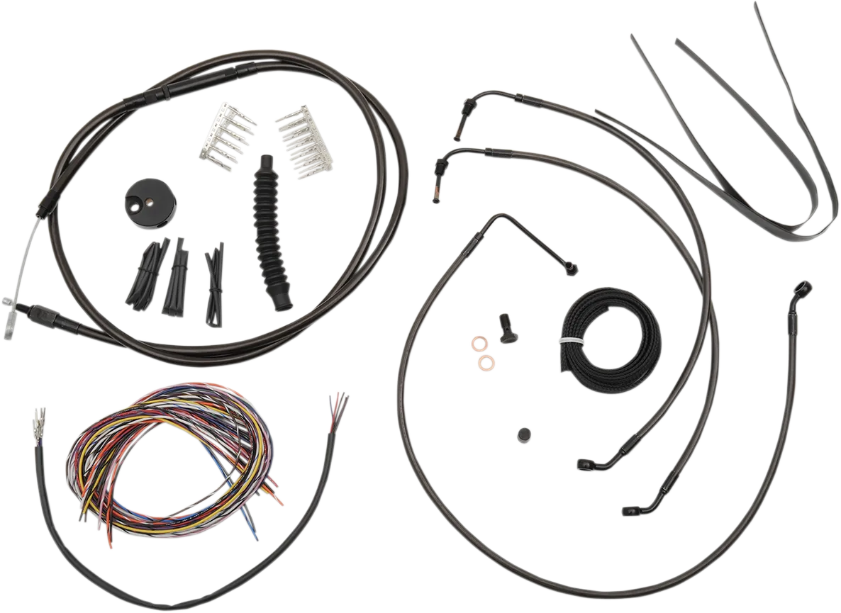 LA Choppers LA-8011KT2B-13M Complete Handlebar Cable/Brake & Clutch Line/Wire Kit - Midnight Black