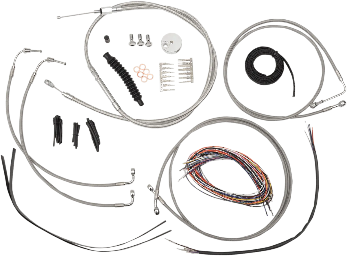 LA Choppers LA-8050KT2-13 Complete Handlebar Cable/Brake & Clutch Line/Wire Kit - Stainless Braided