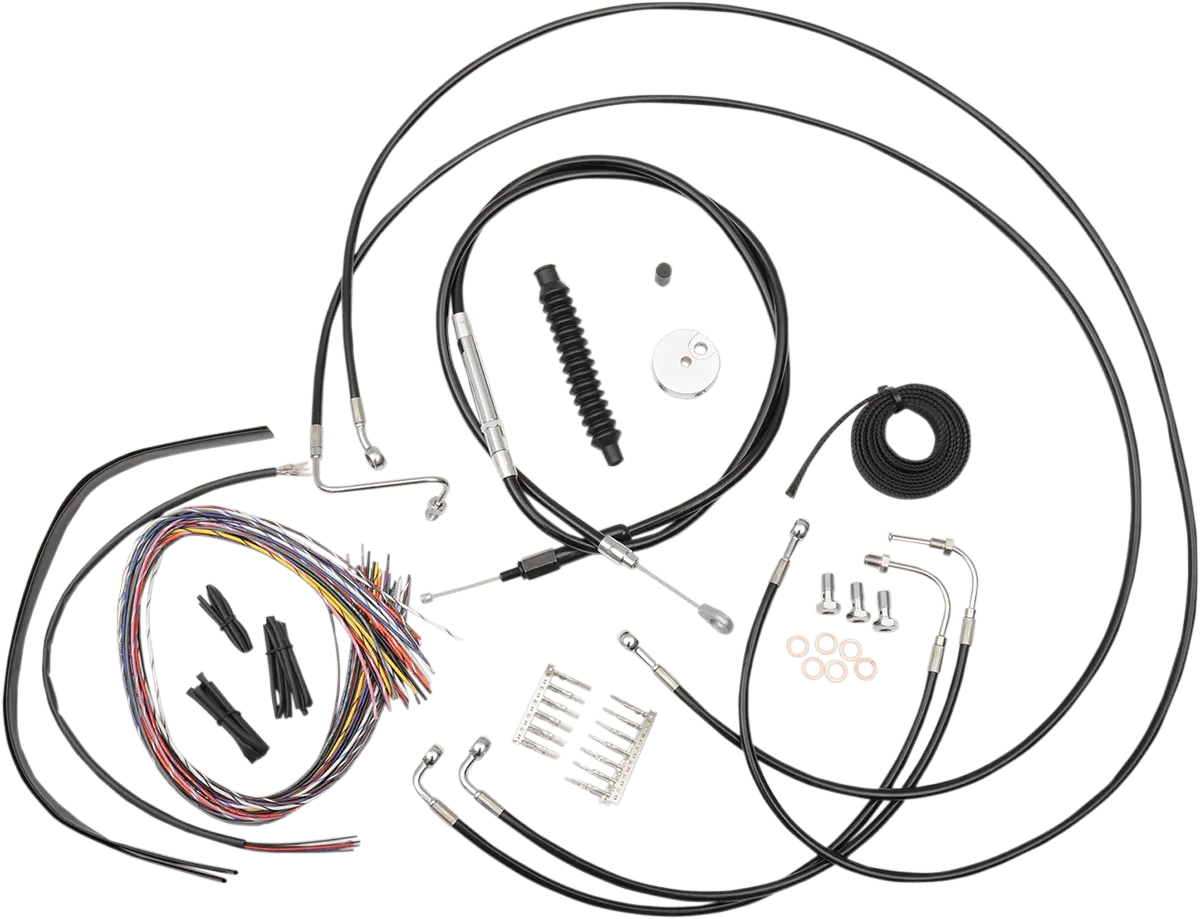 LA Choppers LA-8051KT2-08B Complete Handlebar Cable and Brake Line Kit - Black Vinyl/Stainless